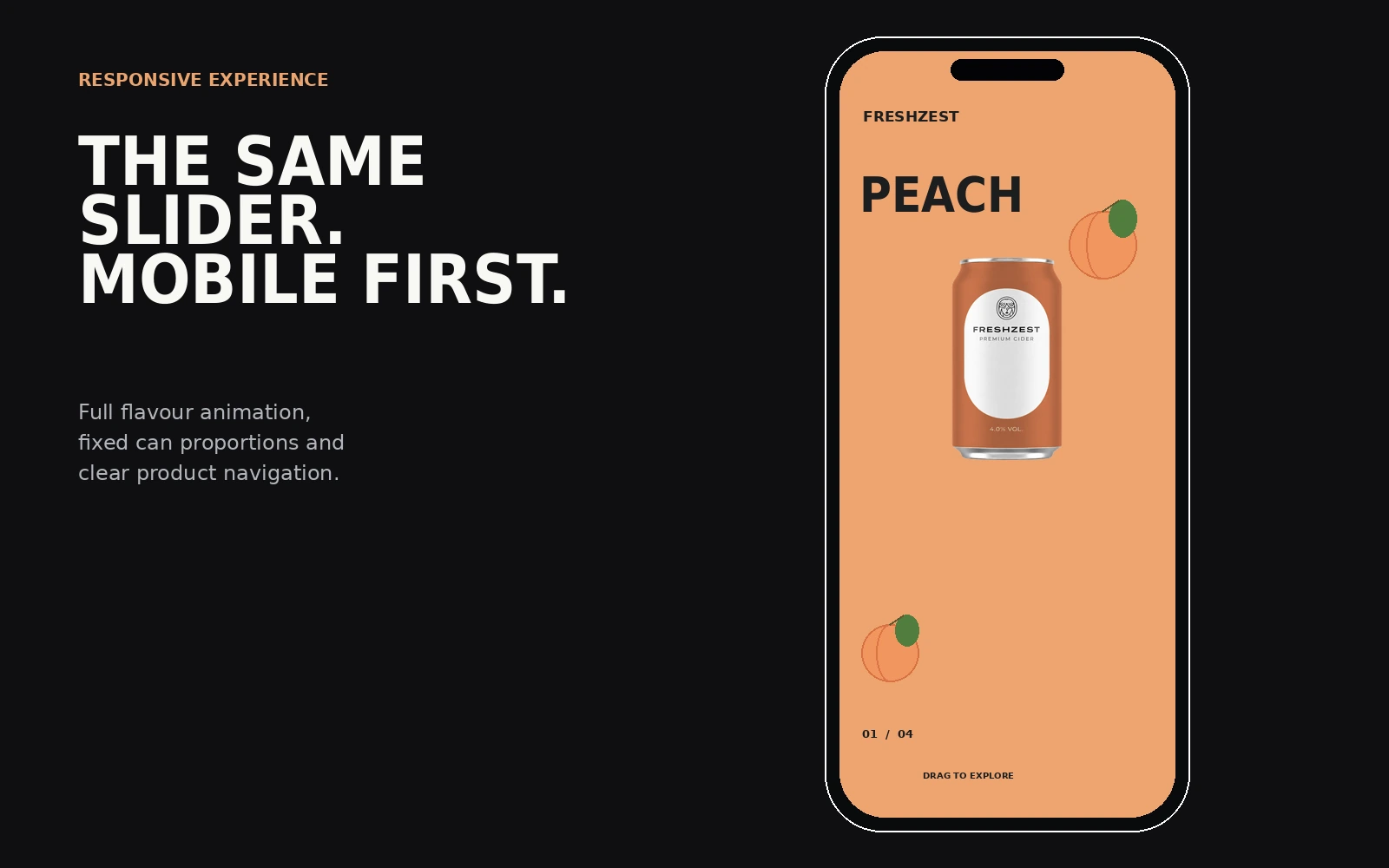 Freshzest Premium Cider Slider: Mobile Experience